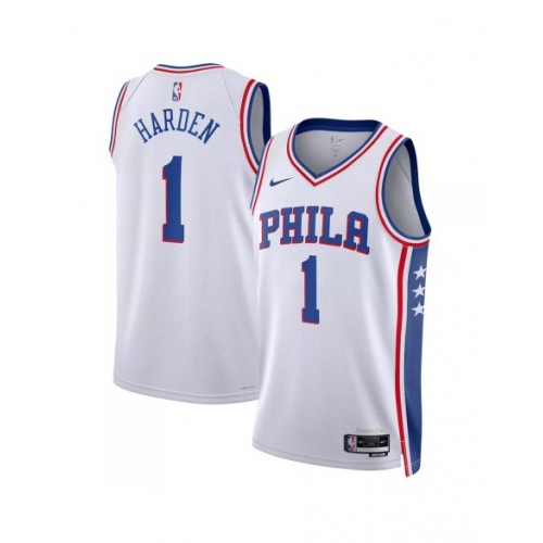 Men's Philadelphia 76ers James Harden #1 White 22/23 Swingman Jersey - Association Edition