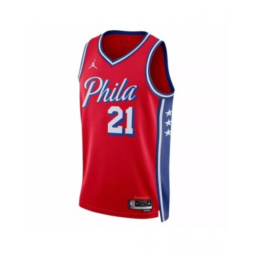 Men's Philadelphia 76ers Joel Embiid Jordan Brand Red 2022/23 Swingman Jersey - Statement Edition