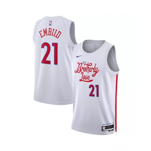 Men's Philadelphia 76ers Joel Embiid #21 Nike White 2022/23 Swingman Jersey - City Edition