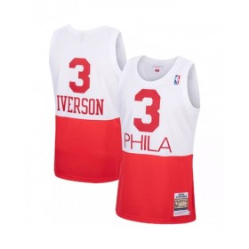 Men's Philadelphia 76ers Allen Iverson #3 Mitchell & Ness White Hardwood Classics Jersey