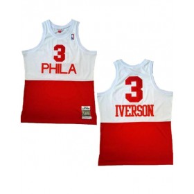 Men's Philadelphia 76ers Allen Iverson #3 Mitchell & Ness White Hardwood Classics Jersey