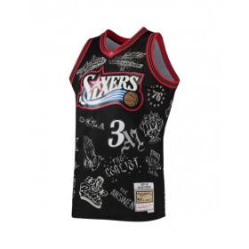 Men's Philadelphia 76ers Allen Iverson #3 M&N Black 1997-98 Hardwood Classics Tattoo Swingman Jersey