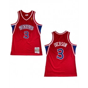 Men's Philadelphia 76ers Iverson #3 Mitchell & Ness Red Swingman NBA Jersey - Classic Edition