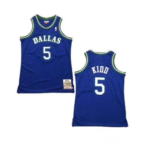 Men's Dallas Mavericks Kidd #5 Mitchell & Ness Blue 1994/95 Swingman NBA Jersey