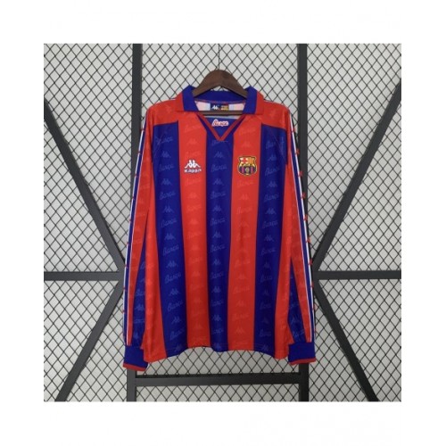 Retro 1996/97 Barcelona Home Long Sleeve Soccer Jersey