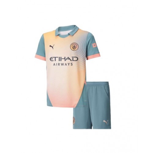 Manchester City Fourth Away Soccer Jersey Kit 2024/25 Kids(Jersey+Shorts)- UCL