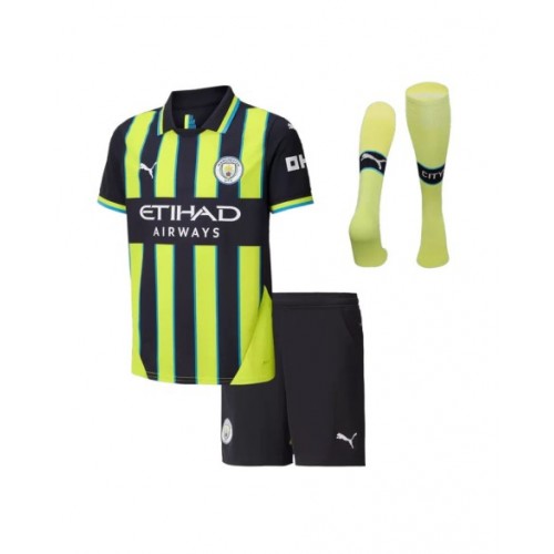 Manchester City Away Soccer Jersey Kit 2024/25 Kids(Jersey+Shorts+Socks)