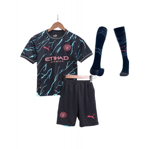 Youth Manchester City Jersey Whole Kit 2023/24 Third