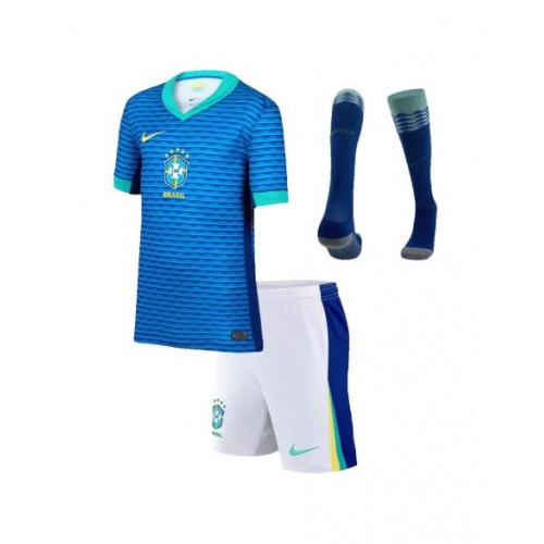 Brazil Away Jersey Kit Copa America 2024 Kids(Jersey+Shorts+Socks)