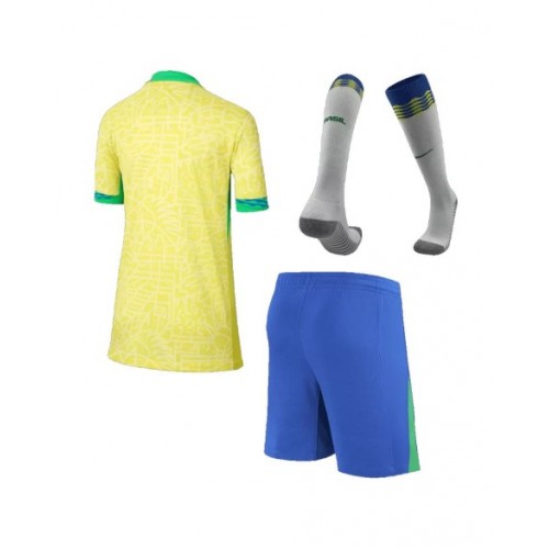 Brazil Home Jersey Kit Copa America 2024 Kids(Jersey+Shorts+Socks)