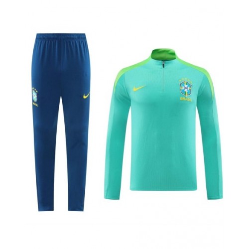 Brazil Zipper Sweatshirt Kit Top+Pants Green 2024/25