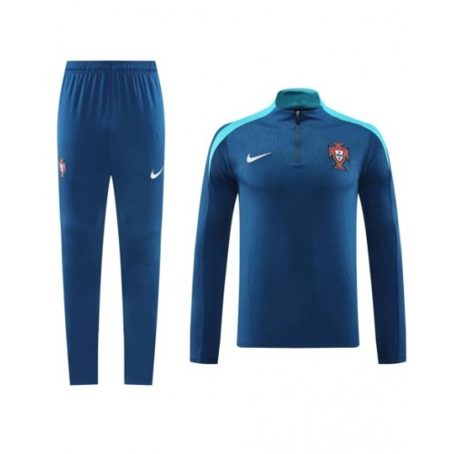 Portugal Zipper Sweatshirt Kit(Top+Pants) Blue 2024/25