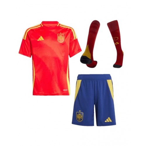 Spain Home Jersey Kit EURO 2024 Kids(Jersey+Shorts+Socks)